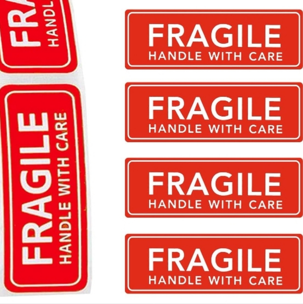 FRAGILE Handle w/Care 100 Count Mailing Shipping Moving Stickers NWT
